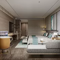 Hotel Guest Room Interior With Twin Beds Decorative Painting Large Window And Scenic View