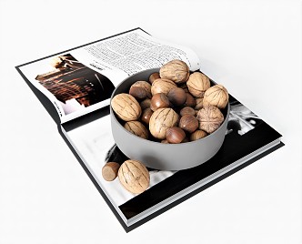 Modern Food Drink Walnut Nut Dried Fruit Book Plate 3d model