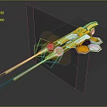 Modern Futuristic Golden Weapon With Glowing Laser Beams And Hexagonal Base Design