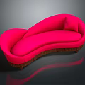 Stylish Modern Pink Multi Seat Sofa With Curved Design And Wooden Base