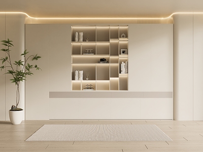 modern bookcase cream wardrobe 3d model