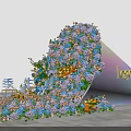 Spring Romantic Floral Installation Arched Blue Pink Yellow Flowers Outdoor Setting With Logo