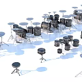 Variety Of Musical Instruments And Art Drawing Tools In Display Setup