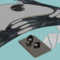 Modern Stepping Stones Path With Irregular White Slabs Water Feature And Wooden Deck