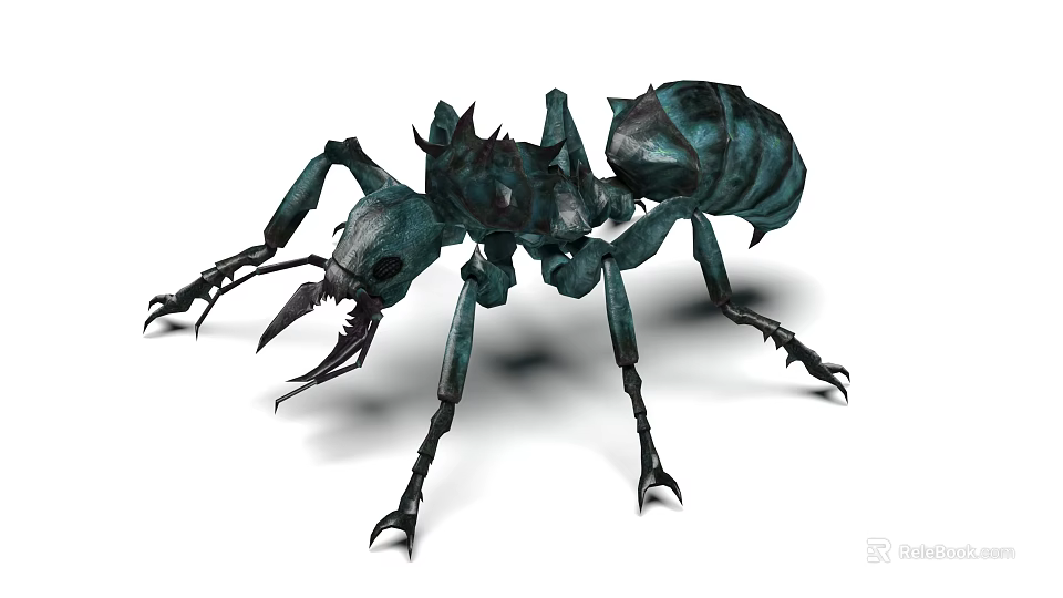 Green Spiked Reptile Creature With Sharp Claws And Scaly Exoskeleton 3d model 