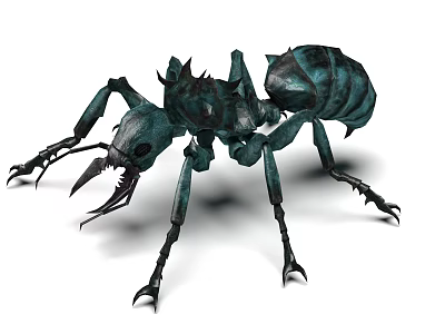 Green Spiked Reptile Creature With Sharp Claws And Scaly Exoskeleton 3d model