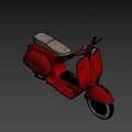 Game Movie Character Riding Red Scooter With Beige Seat Black Handlebar White Tires