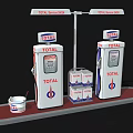 TOTAL Service Station Setup With Fuel Pumps Overhead Signs And Containers