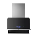 Modern Kitchen Range Hood With Black Stainless Steel Design And LED Lighting
