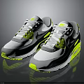 White Gray Black Neon Yellow Athletic Sneakers With Air Cushion Design For Casual Sports Wear