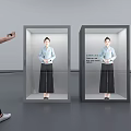 Popular Photo Spot With Two Display Cases Featuring Blue Top Black Skirt Figure