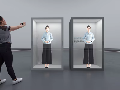 Popular Photo Spot With Two Display Cases Featuring Blue Top Black Skirt Figure 3d model