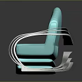 Turquoise Striped Sofa With Metal Armrests On Smooth Black Floor Showing Reflection