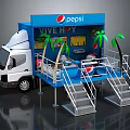 Pepsi Daily Living Supplies Display Booth Featuring White Truck And Palm Trees