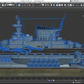 Aircraft Carrier Flight Deck With Island Superstructure And Naval Equipment Exterior View