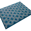 Blue Square Rug With White Geometric Hexagonal Pattern For Modern Decor 3d model