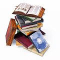 Stack of Colorful Books With Open Pages And Various Cover Designs