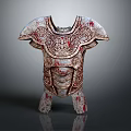 Ancient Armor With Intricate Carvings And Red Accents Historical Design