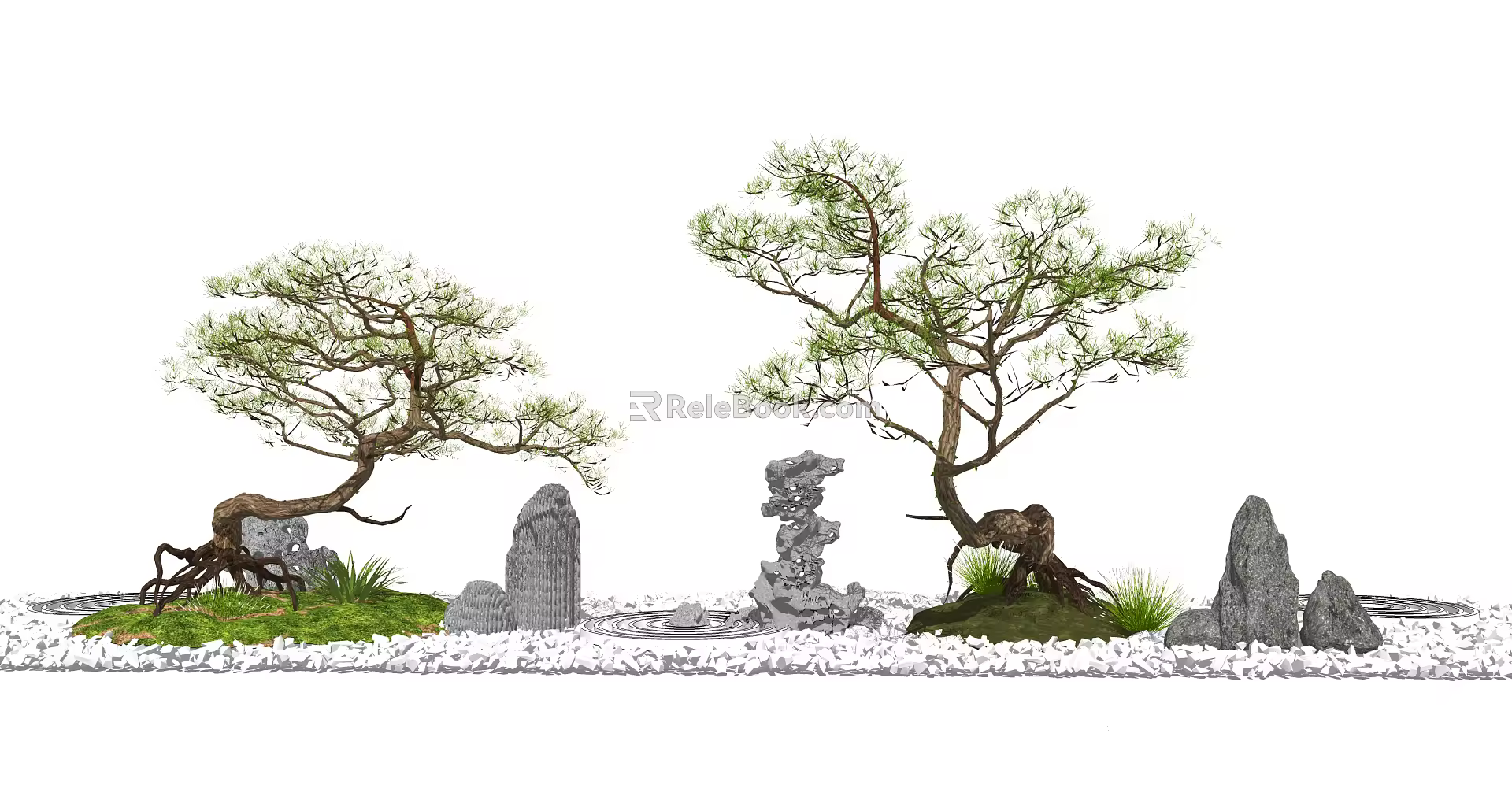 New Chinese style landscape sketch landscape sketch dry landscape 3d model