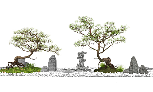 New Chinese style landscape sketch landscape sketch dry landscape 3d model