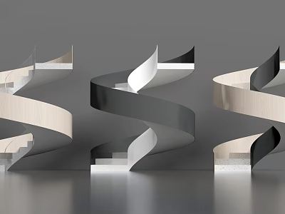 Modern Spiral Staircase Design With Sleek Curves And Contrasting Color Tones 3d model