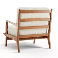 Modern Accent Chair with Wooden Frame Armrests and Beige Upholstered Seat Backrest