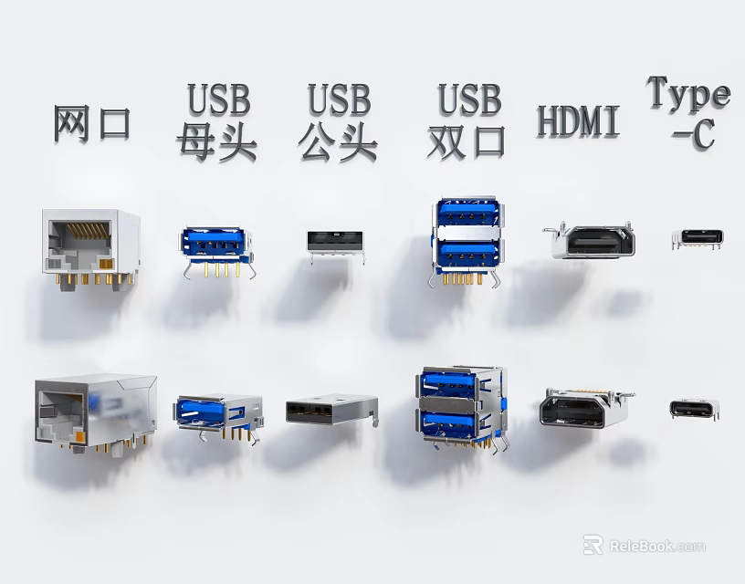 Multi Functional Switch Panel with USB HDMI Type C and Ethernet Ports 3d model 