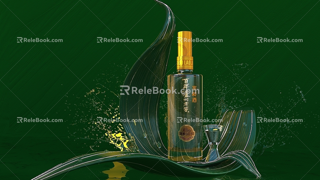 Wine Bottle Zongye Water Drops Advertising Figure Wine Bottle Advertising Luzhou Laojiao 3d model