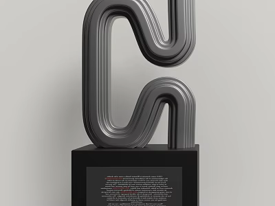 Modern Black Decorative Ornament Set With Curved Lines And Pedestal Base 3d model