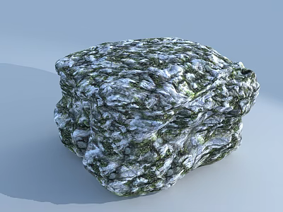 Handcrafted Natural Stone Wood Decor with Irregular Textured Green White Surface 3d model