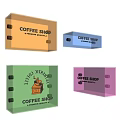 Roadside Facilities Colorful Illuminated Coffee Shop Directional Signs Open 24 Hours