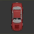 Red Modified Sports Car With Low Stance Black Wheels And Hood Vents