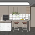 Elegant Modern Kitchen Interior With Light Wood Cabinets Marble Island And Stools