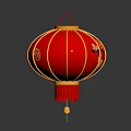 Red Lantern Decorative Furniture Piece With Intricate Patterns And Tassel Design