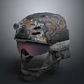 Military Tactical Helmet With Camouflage Pattern Visor And Communication Headset