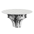 Modern Glass Top Dining Table With Silver Sculptural Base Design 3d model