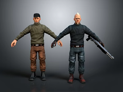 Modern game character thug hooligan male thug male hooligan fighters boxer 3d model