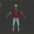 Man In Blue Soccer Jersey Number 9 Standing With Arms Outstretched On Gray Background
