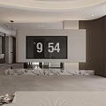 Modern Open Living Dining Area Interior With White Sofa And Marble Accent Wall 3d model