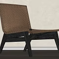 Woven Rattan Leisure Chair With Dark Wooden Frame And Minimalist Modern Design