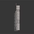 Concrete Industrial Tower Structure With Metal Scaffolding And Circular Platforms