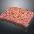 Square Baked Toast Slice With Porous Golden Orange Red Crusty Surface Texture