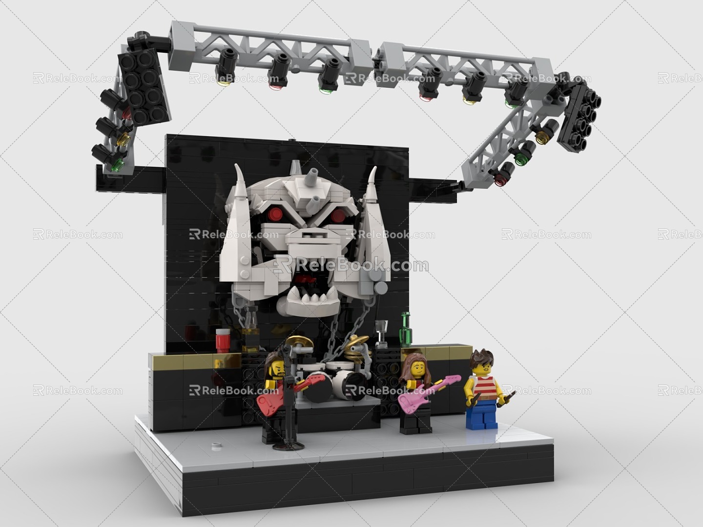 LEGO toy blocks rock stage rock band live 3d model