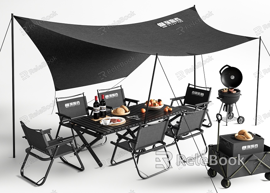 Modern Outdoor Camping Table and Chair Combination Camping Tent Sky Curtain Barbecue Casual Table and Chair Outdoor Chair Foldable model