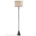 Modern Floor Lamp With Beige Fabric Shade Black Metal Pole And Stable Base