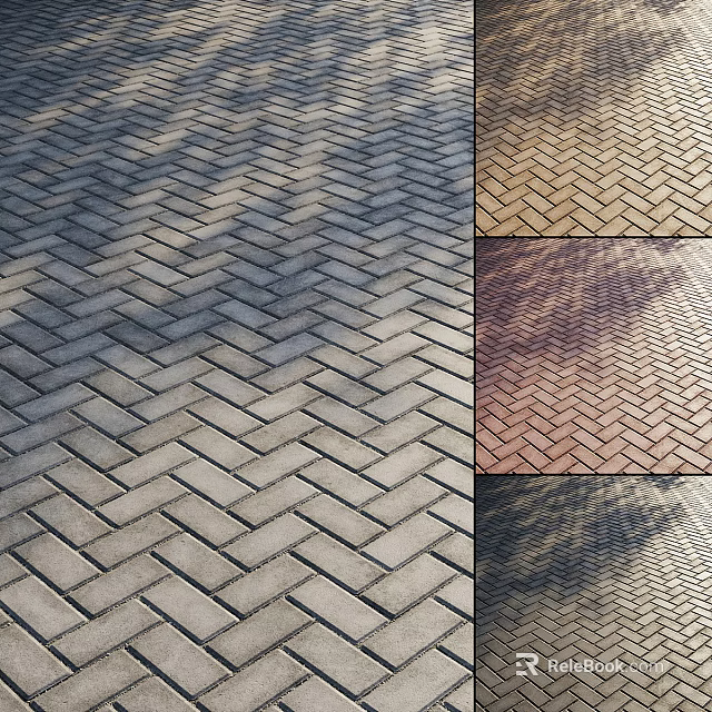 Herringbone Pattern Brick Floor Featuring Various Colored Tiles And Stylish Design 3d model