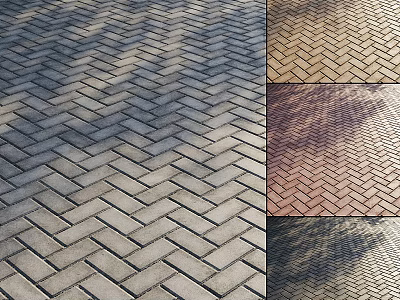 Herringbone Pattern Brick Floor Featuring Various Colored Tiles And Stylish Design 3d model