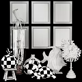 Elegant Decorative Ornament Set with Starfish Octopus Coral Framed Art and Seashell Coral Decor Pieces
