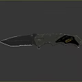 Strider Tactical Folding Knife Featuring Serrated Blade And Metallic Blue Accent Handle