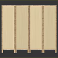 Natural Wooden Room Divider With Four Woven Panels Simple Traditional Design